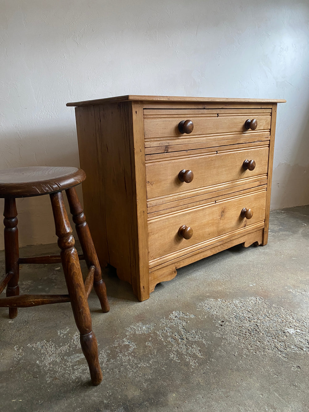 Antique English Chest of Drawers with Tram Lines c. 1900