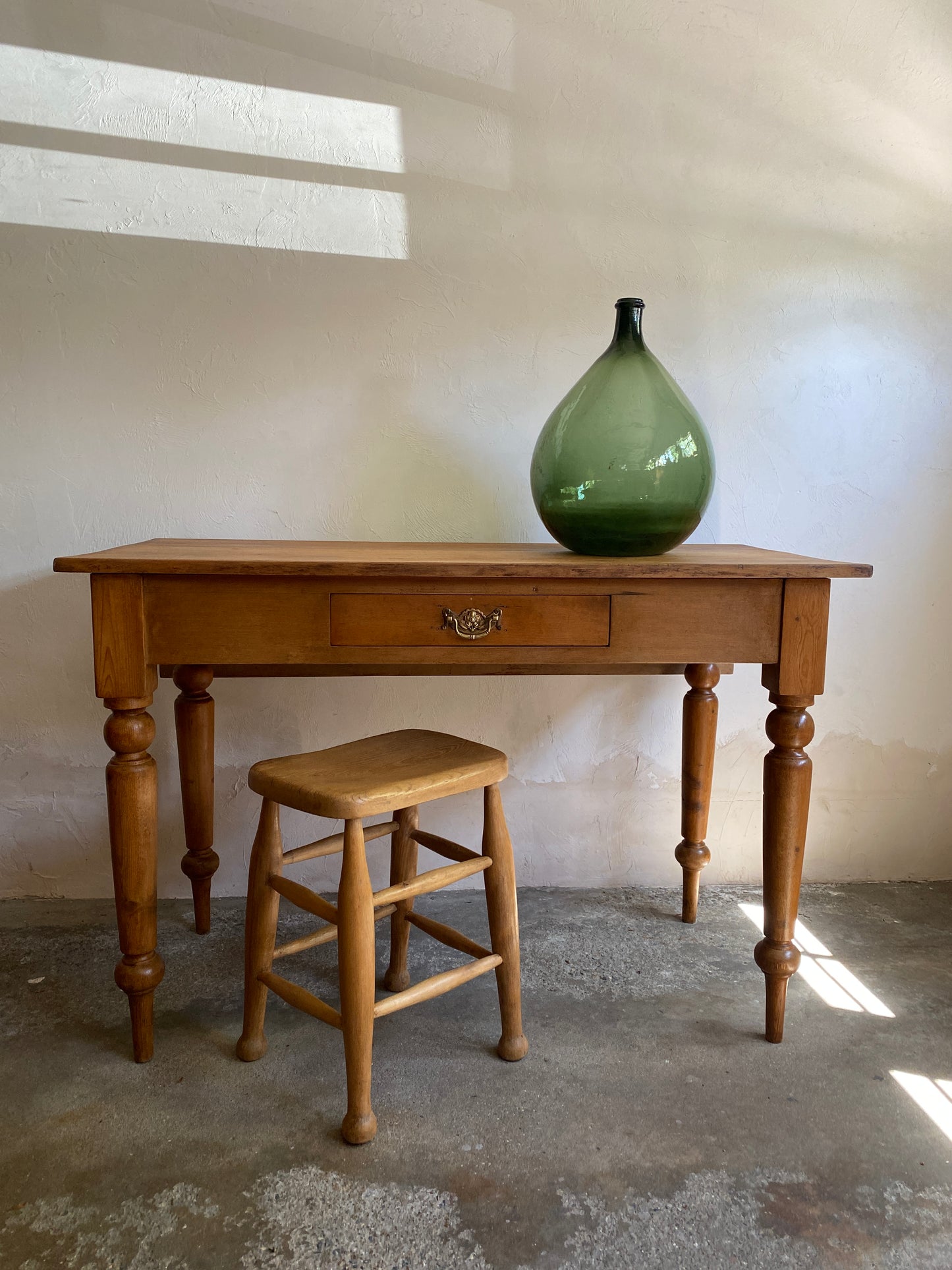 Antique Pine Drop Leaf Table with Drawer