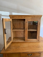 Antique Pine Glass Wall Cupboard