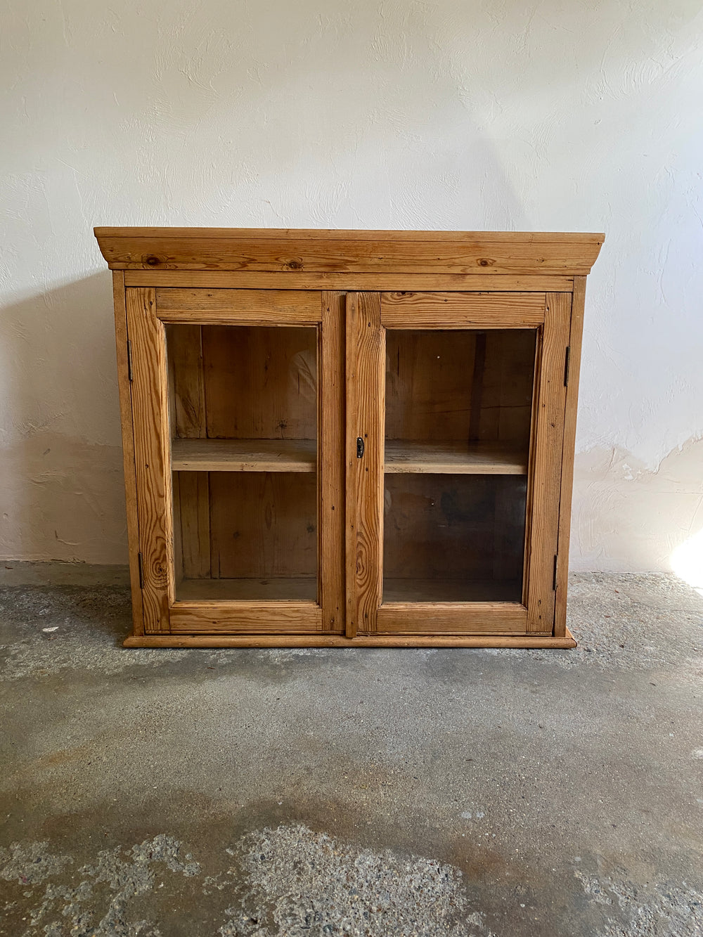 Antique Pine Glass Wall Cupboard