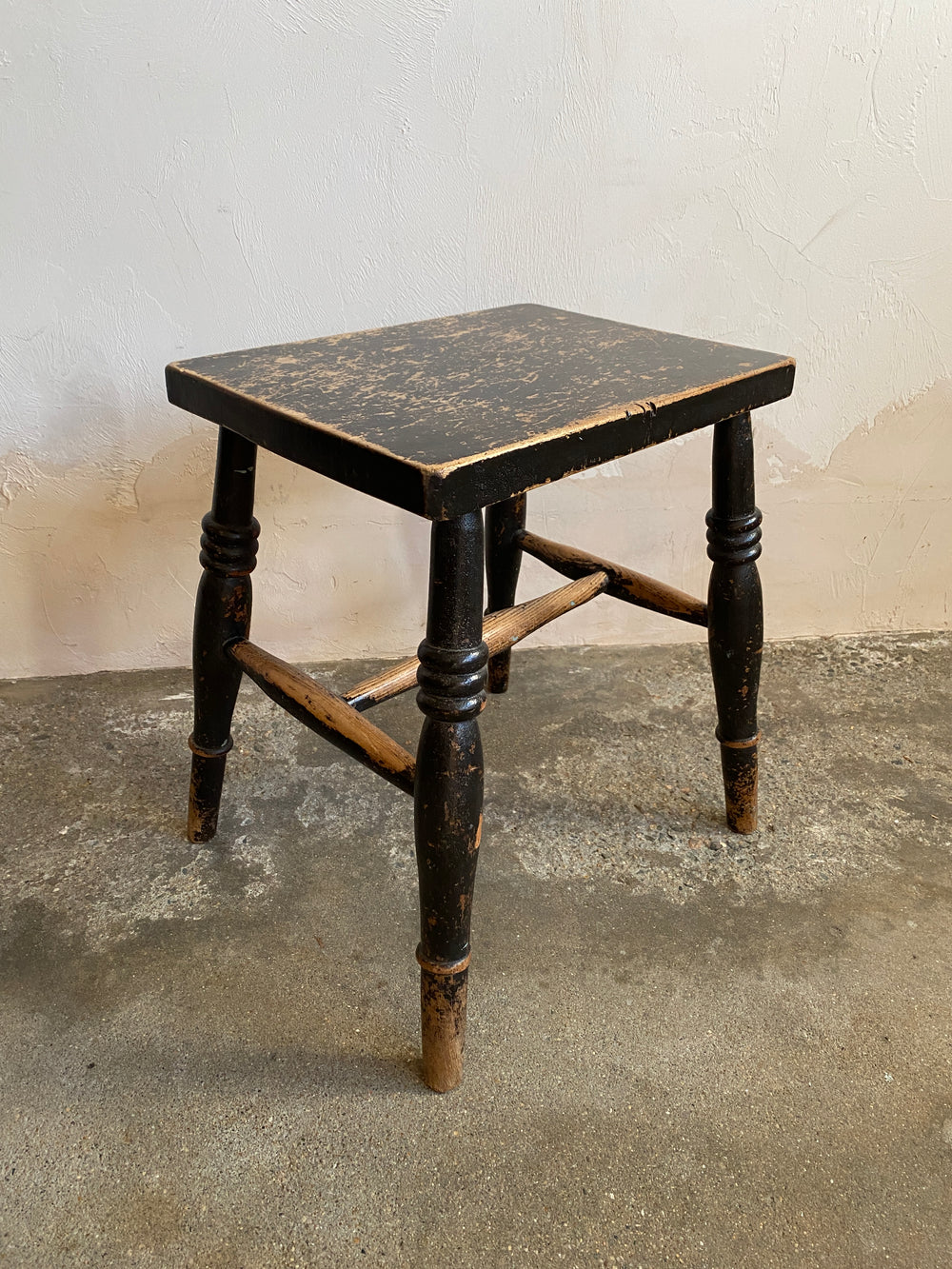 Antique English Sycamore and Elm Stool c. 1900