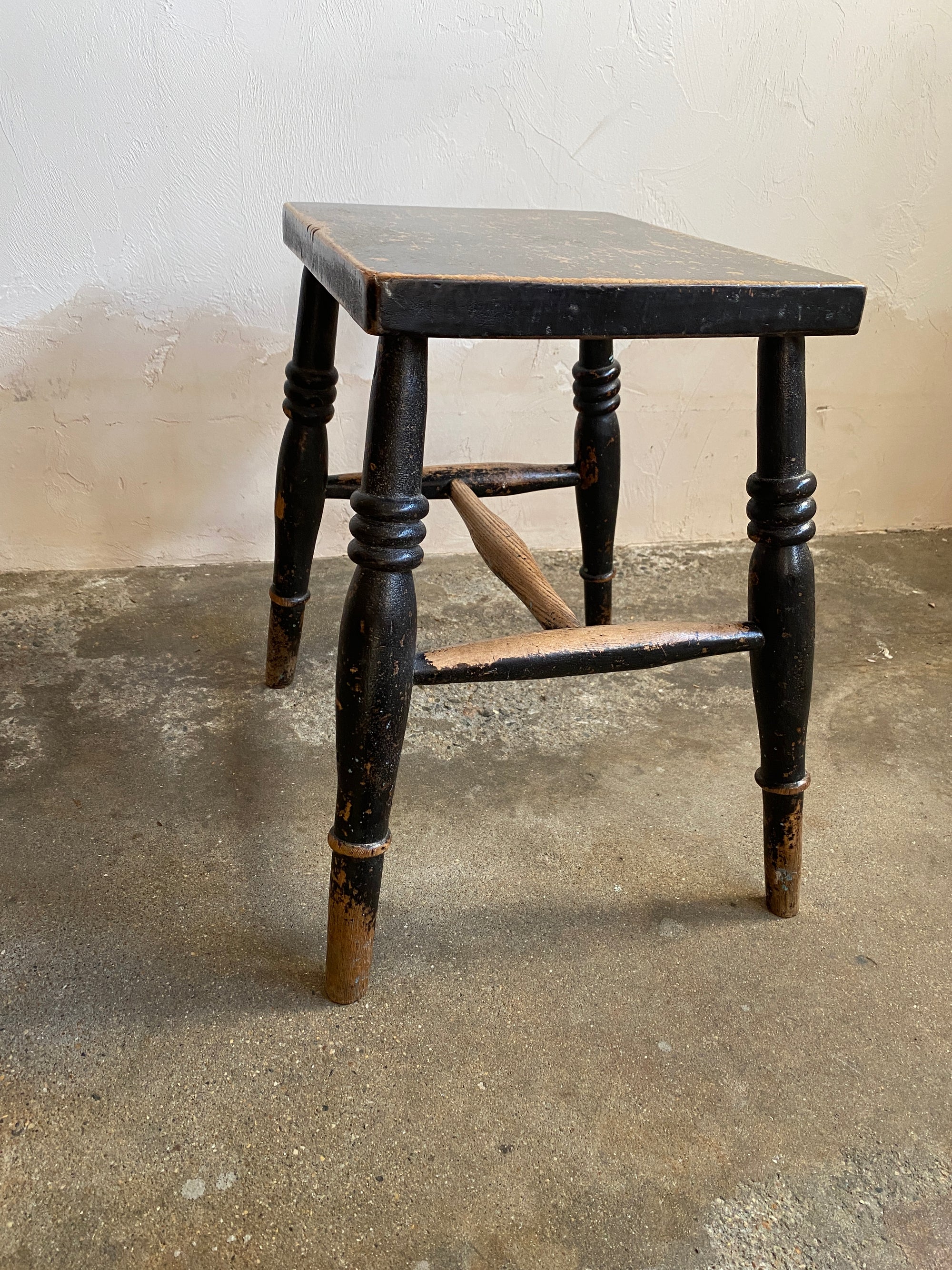 Antique English Sycamore and Elm Stool c. 1900
