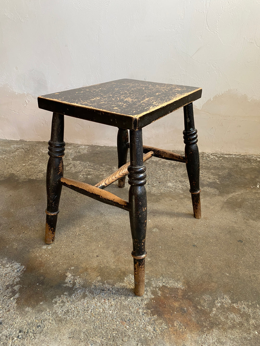 Antique English Sycamore and Elm Stool c. 1900
