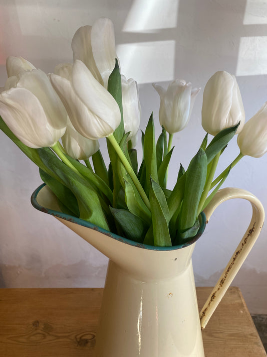 Antique French Enamel Pitcher c. 1920