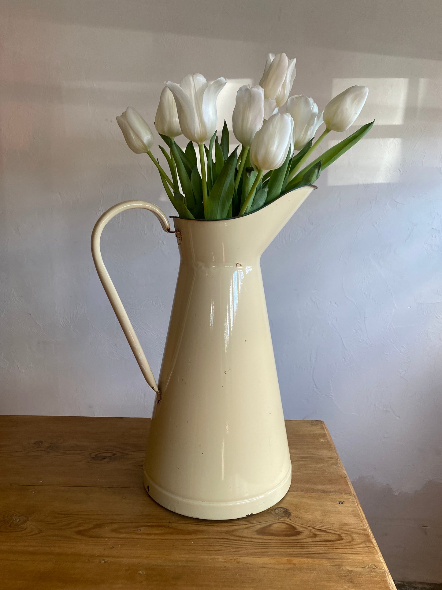 Antique French Enamel Pitcher c. 1920
