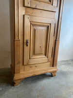 Antique Pine Narrow Two-Door Cupboard with Key c. 1900