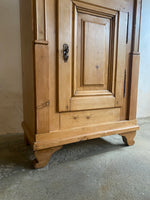 Antique Pine Narrow Two-Door Cupboard with Key c. 1900