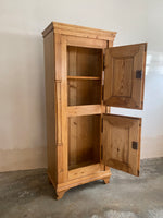 Antique Pine Narrow Two-Door Cupboard with Key c. 1900