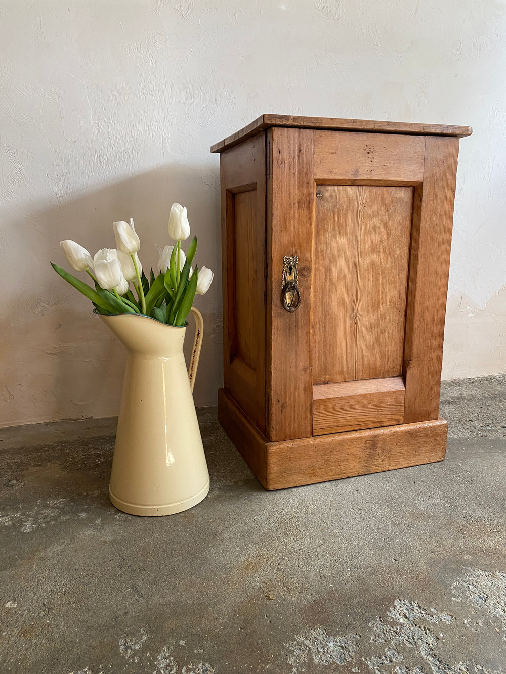 Antique English Pine Bedside Cupboard c. 1900