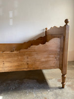 Antique Pine Sleigh Bed with Intricate Side Rails c. 1890