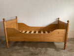 Antique Pine Sleigh Bed with Squared Headboard c. 1900
