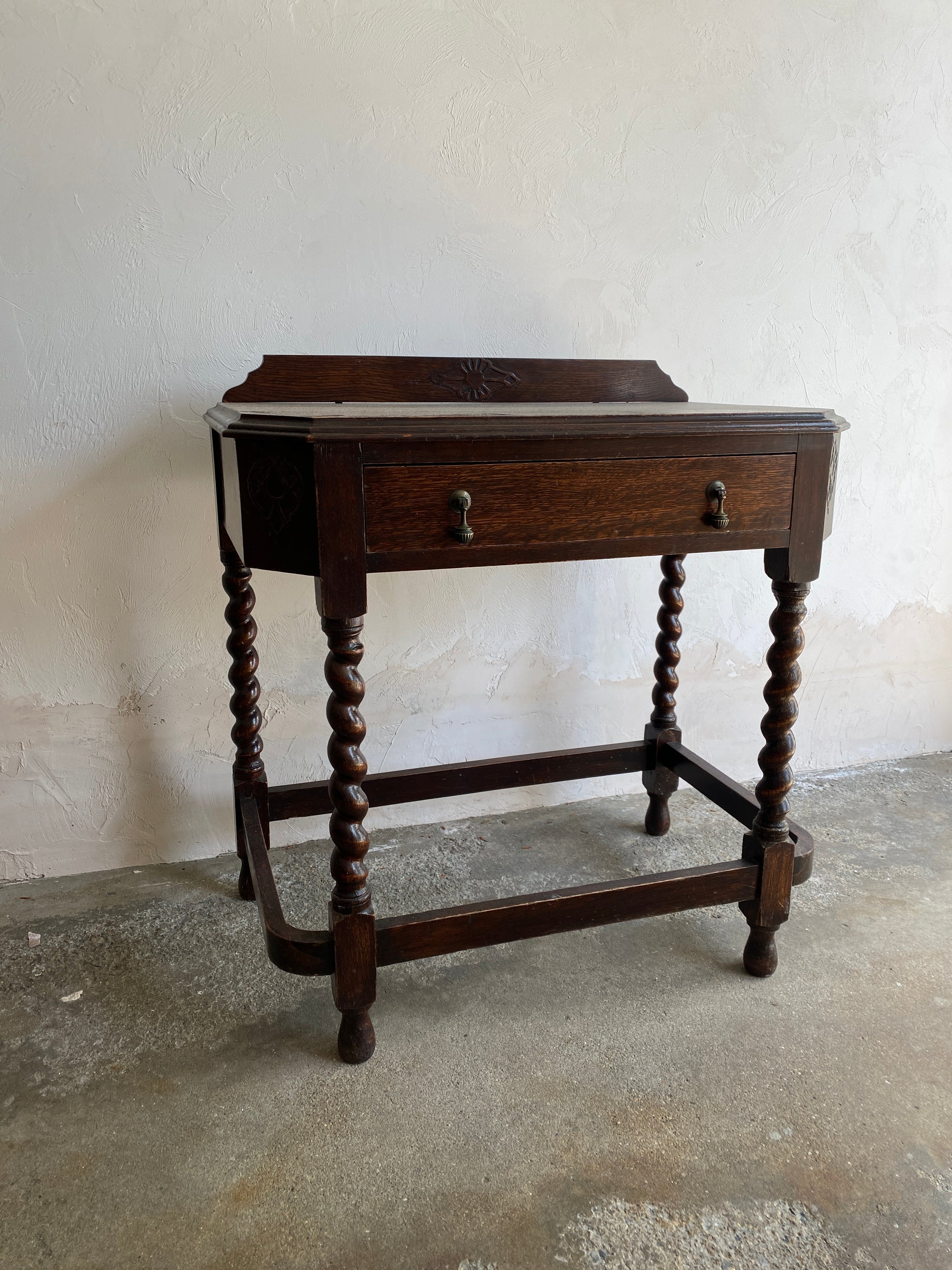 Antique Barley Twist Oak Side Table