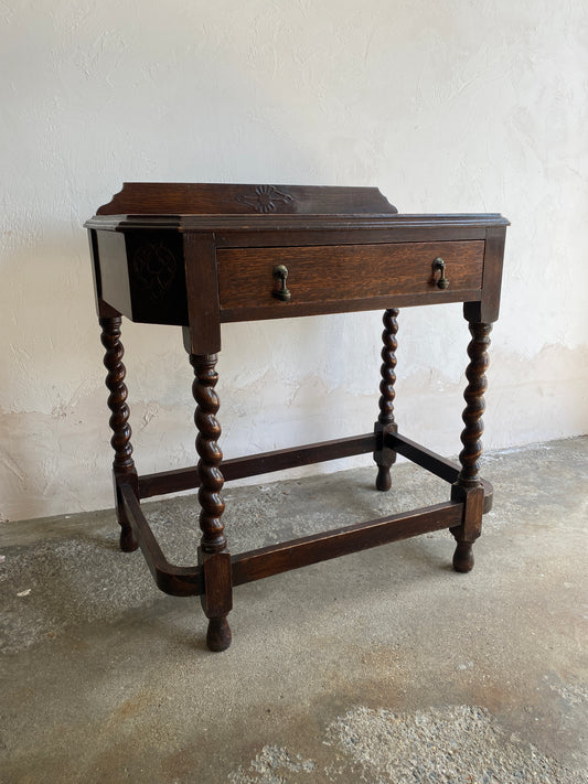 Antique Barley Twist Oak Side Table