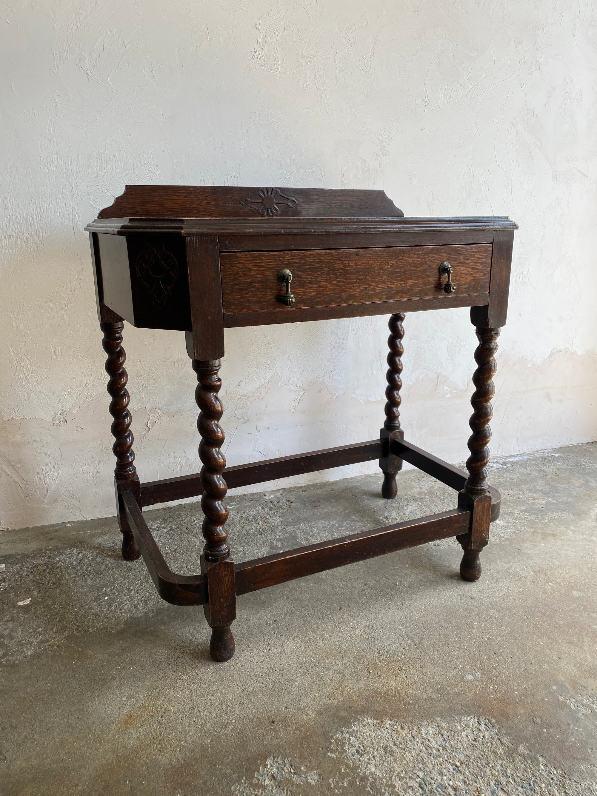 Antique Barley Twist Oak Side Table
