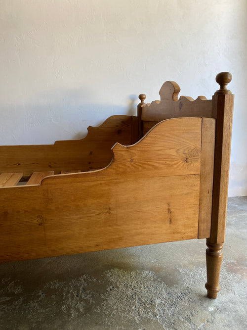 Antique Pine Sleigh Bed Circa 1890