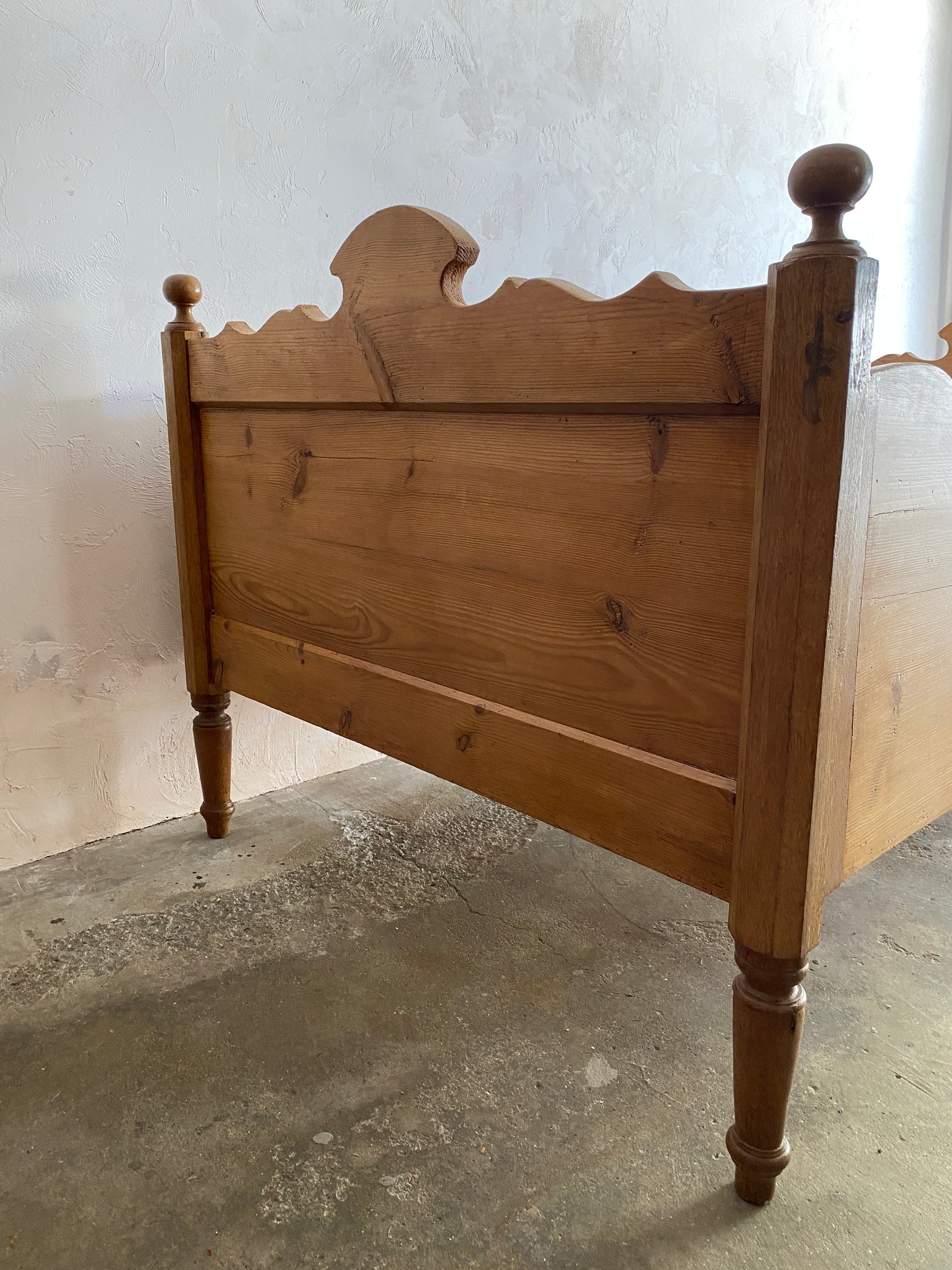 Antique Pine Sleigh Bed Circa 1890
