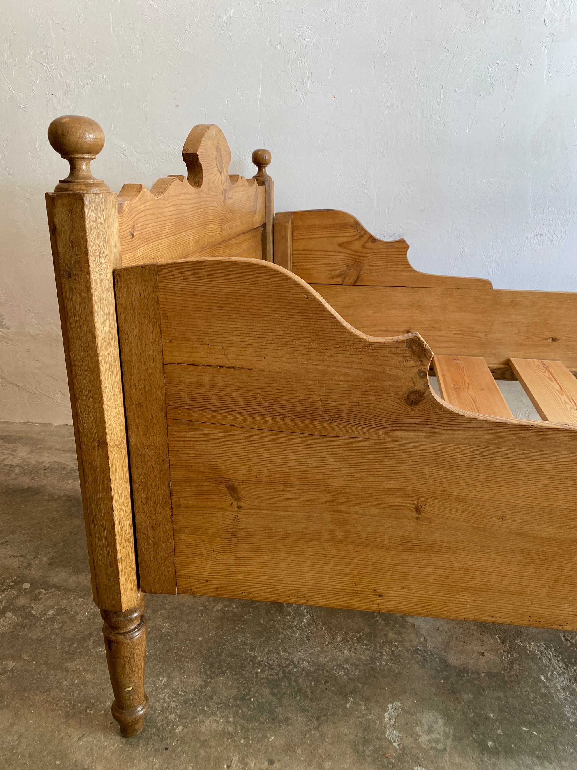 Antique Pine Sleigh Bed Circa 1890
