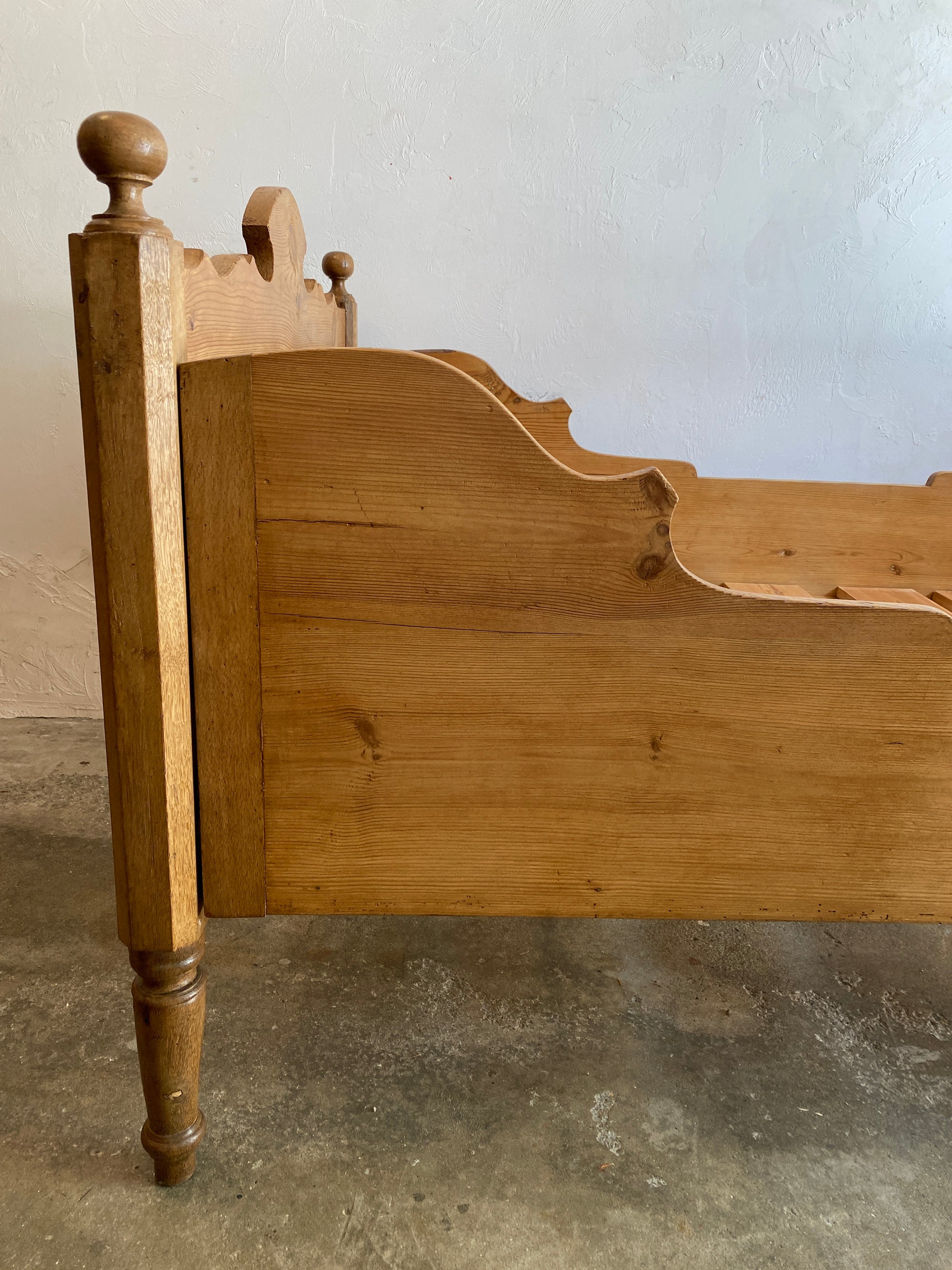 Antique Pine Sleigh Bed Circa 1890