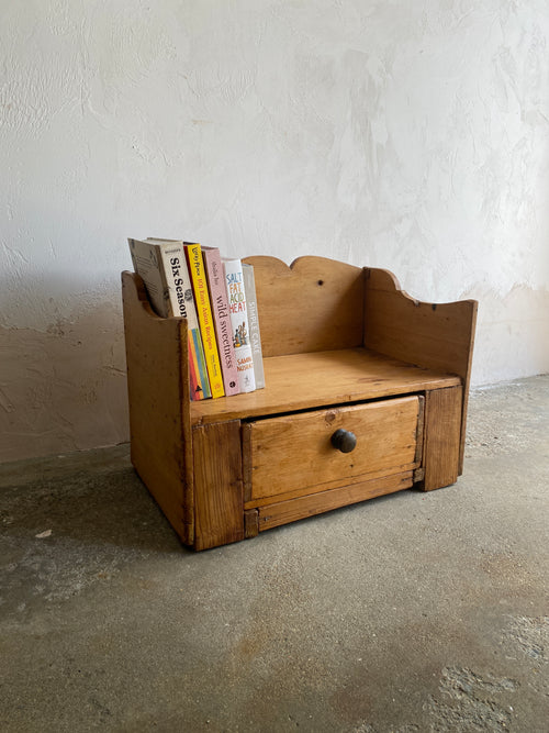 Antique Pine Handmade Shelf with Drawer