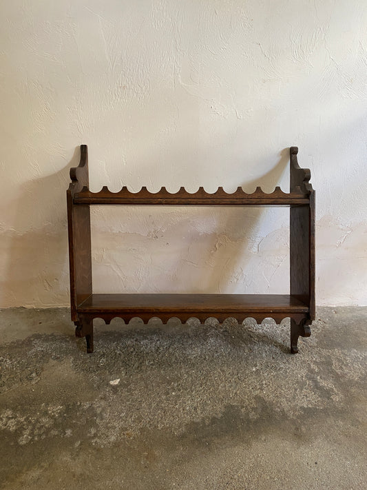Antique Oak Scalloped Wall Shelf