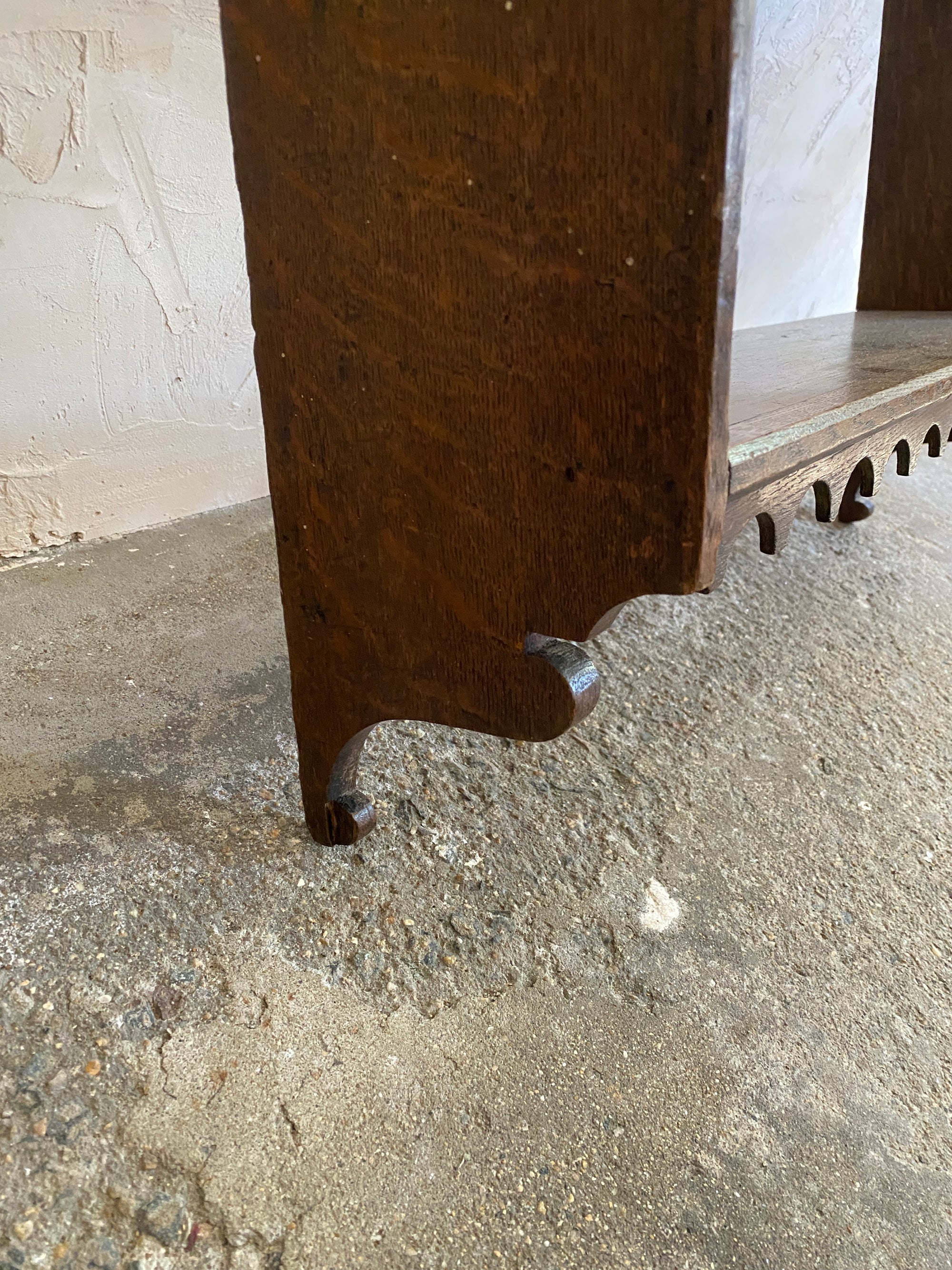 Antique Oak Scalloped Wall Shelf