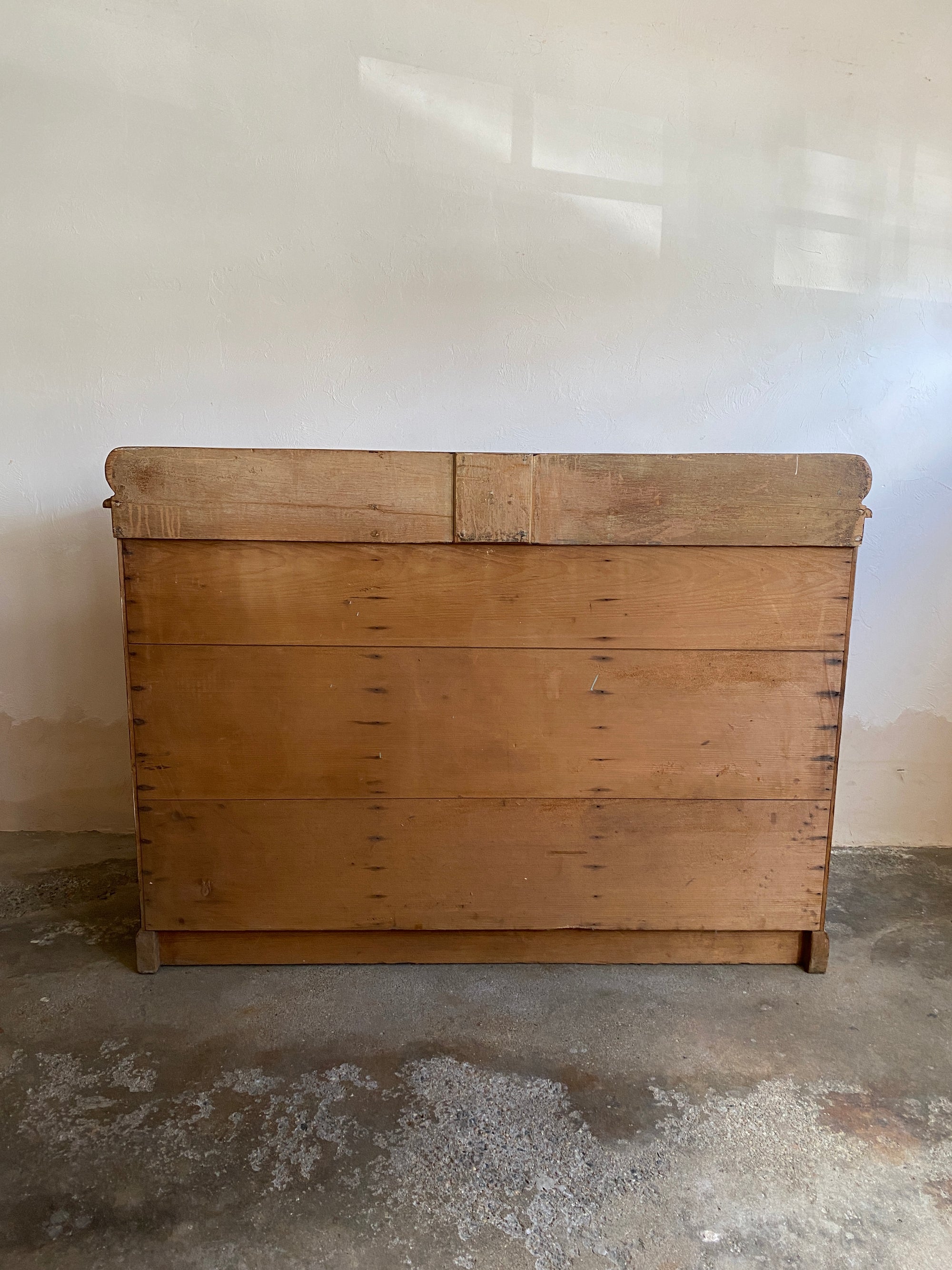Antique Pine Dresser Base with Ceramic Knobs c. 1870