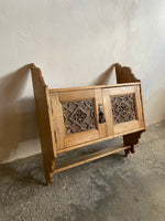 Antique Pine Wall Cupboard with Carved Panels, c. 1900