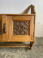 Antique Pine Wall Cupboard with Carved Panels, c. 1900