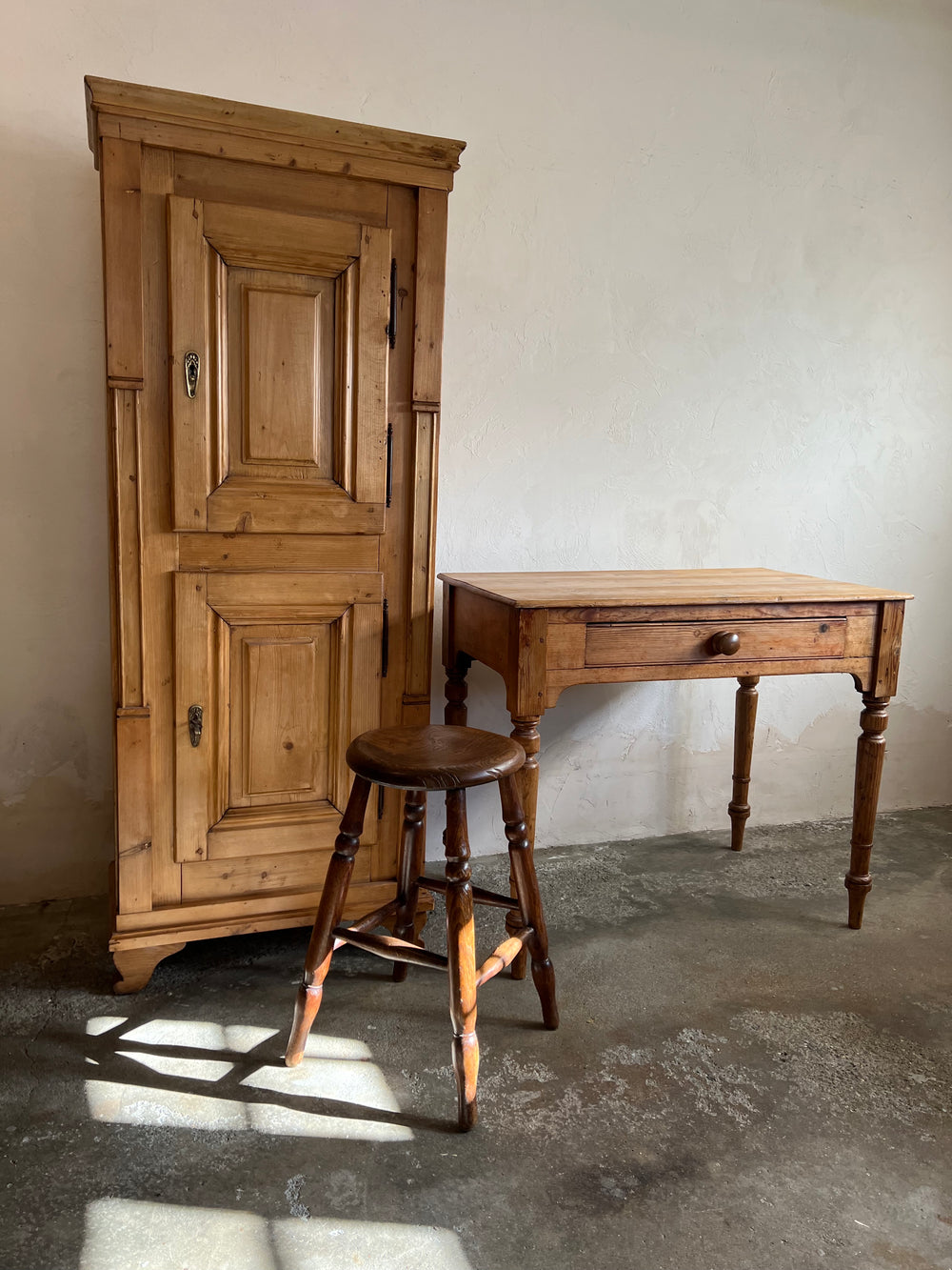 Antique English Elm and Sycamore Stool c. 1880