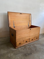Large Antique Pine English Mule Chest with Two Drawers c. 1820