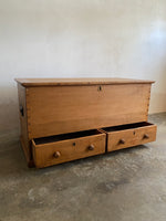 Large Antique Pine English Mule Chest with Two Drawers c. 1820