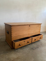 Large Antique Pine English Mule Chest with Two Drawers c. 1820