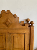 Antique Pine Sleigh Bed with Carved Crests c. 1900