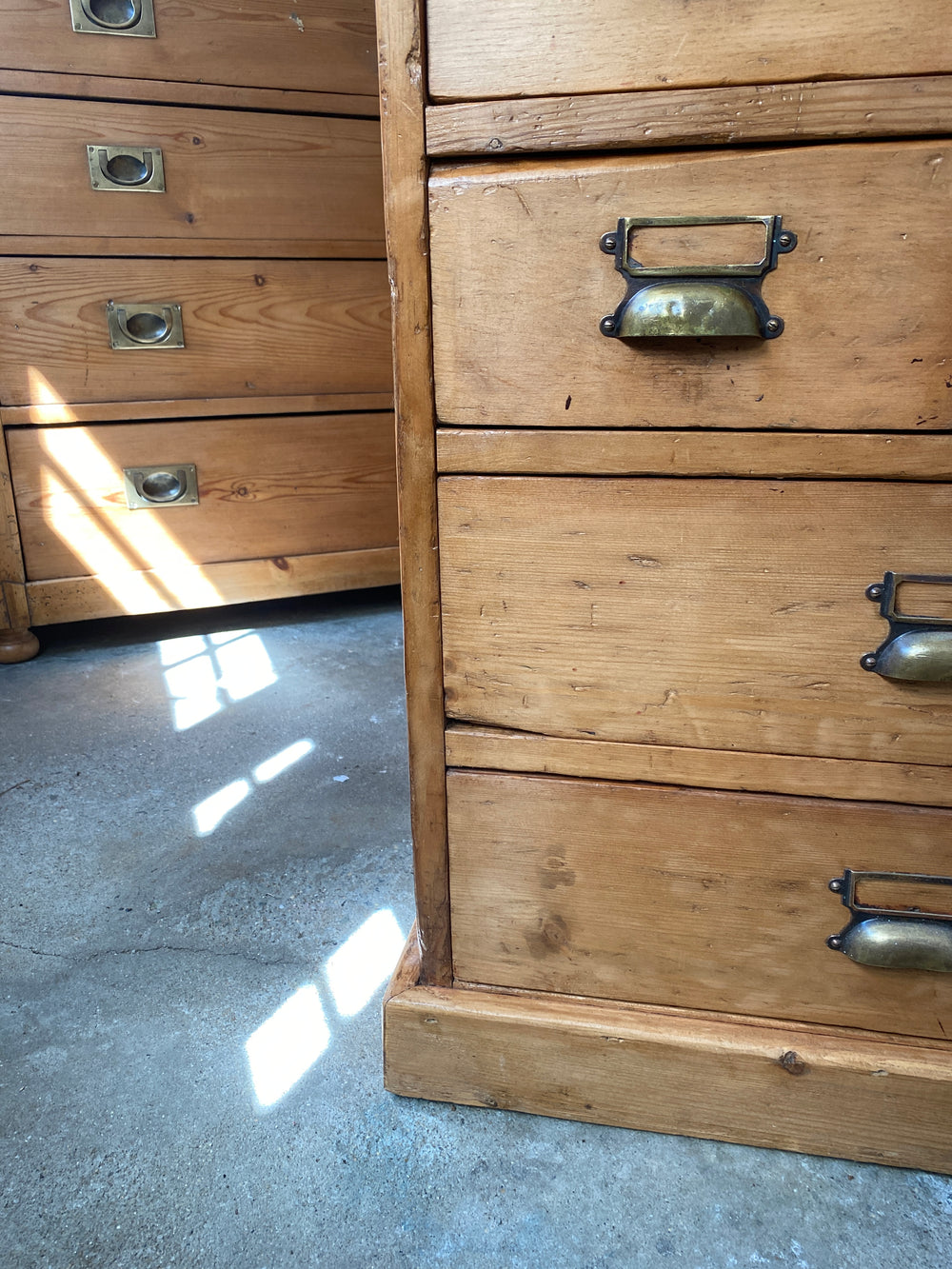 Antique Pine English Bank of Drawers c. 1890