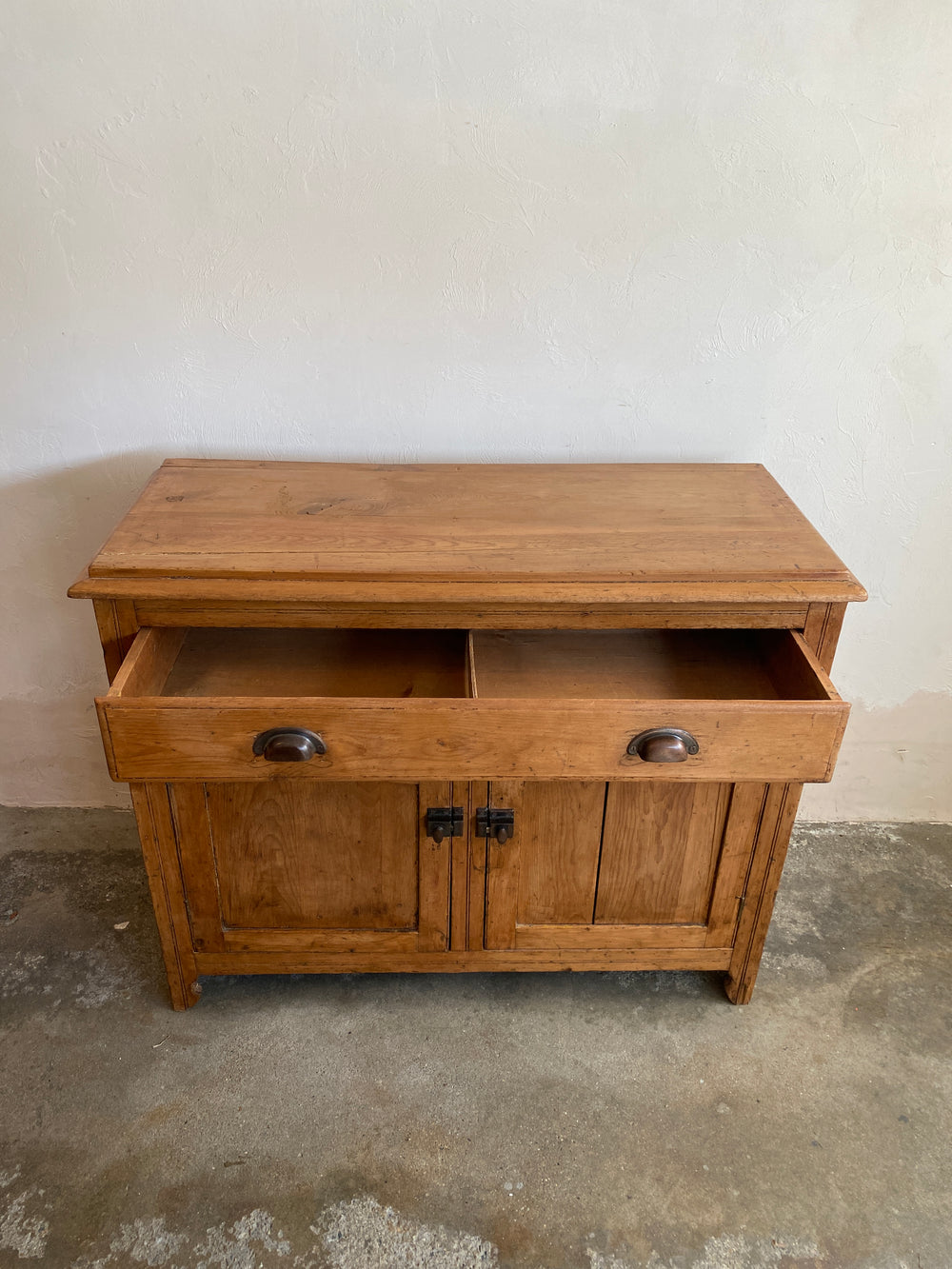 Antique Pine English Cupboard with Drawer c. 1890