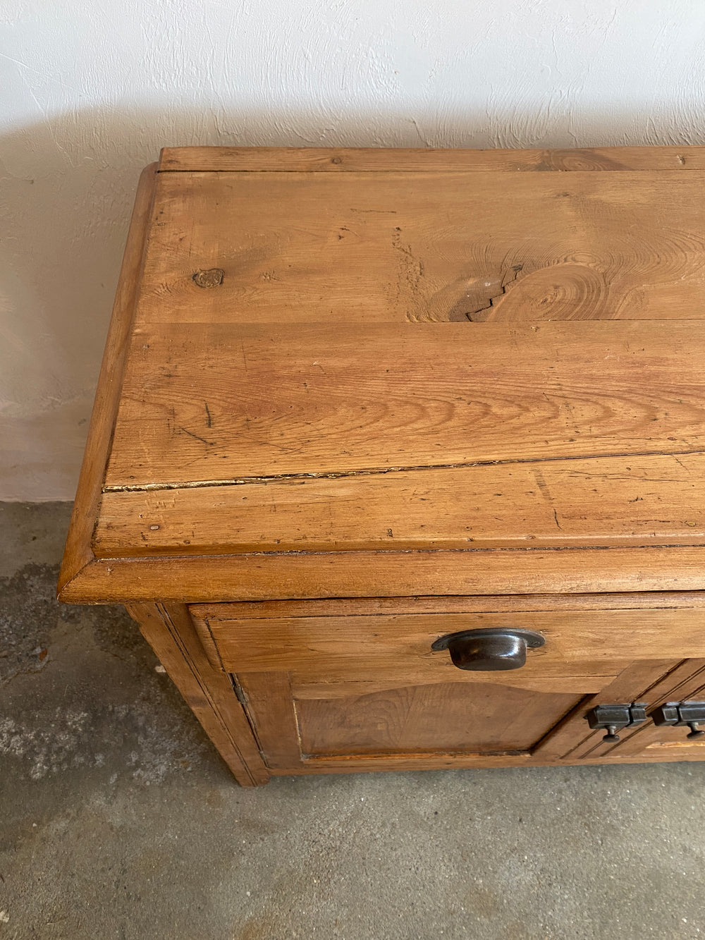 Antique Pine English Cupboard with Drawer c. 1890