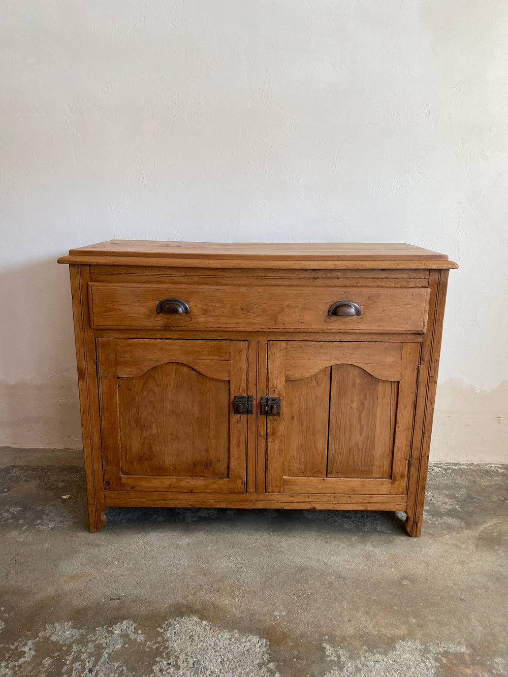 Antique Pine English Cupboard with Drawer c. 1890