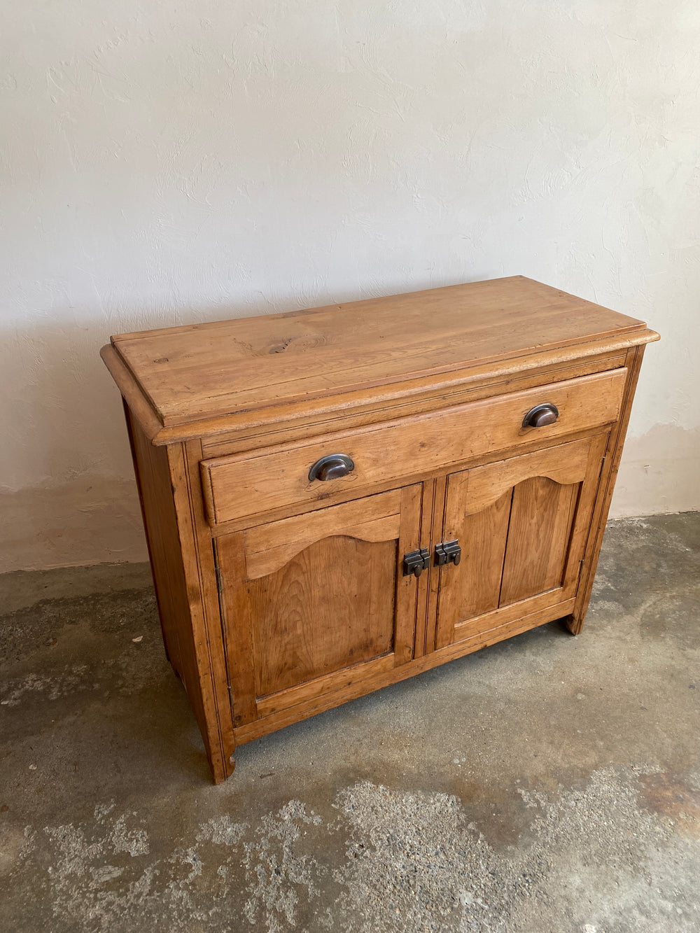 Antique Pine English Cupboard with Drawer c. 1890