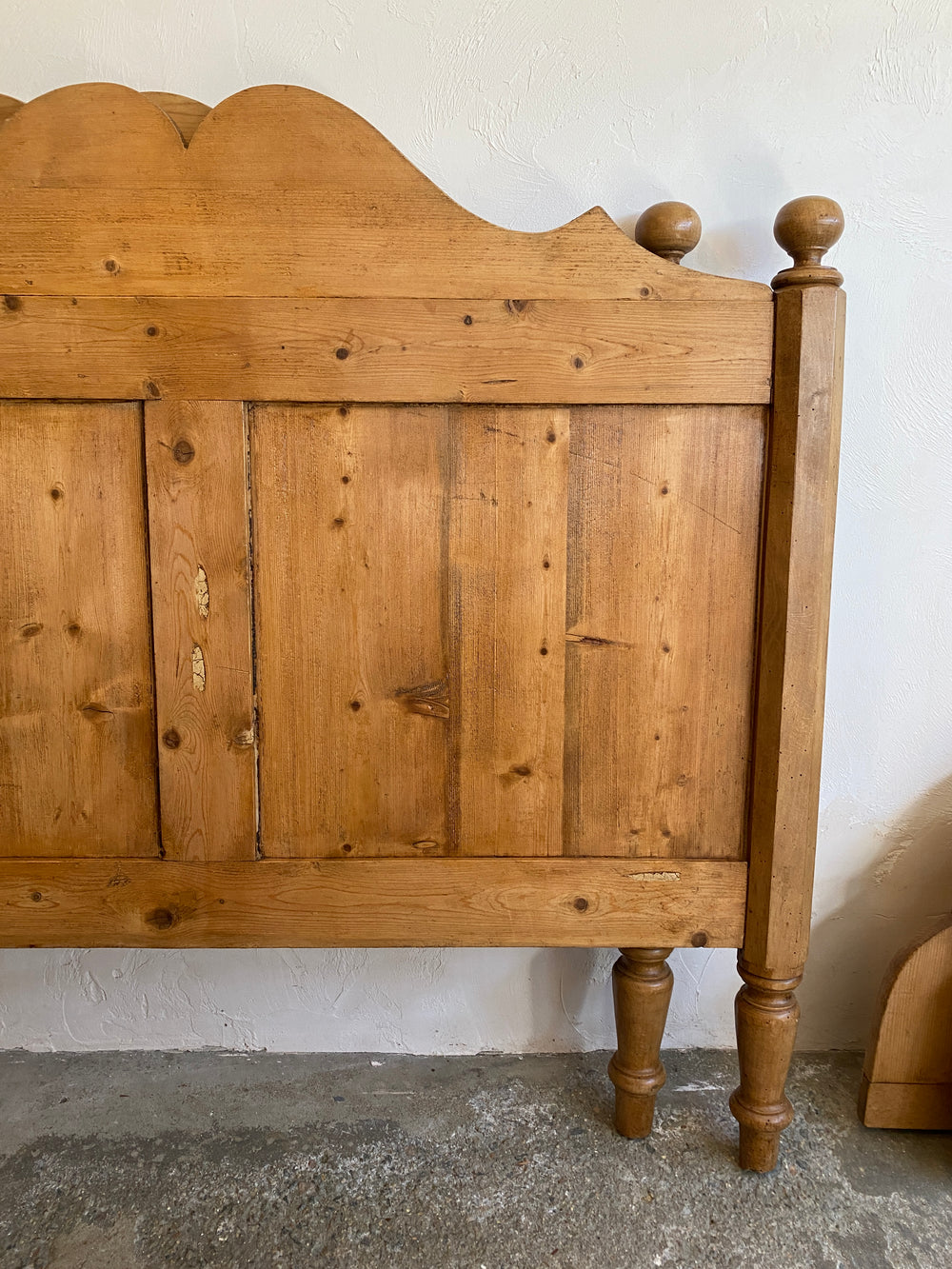 Extra Wide Antique Pine Sleigh Bed c. 1890