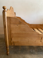Extra Wide Antique Pine Sleigh Bed c. 1890