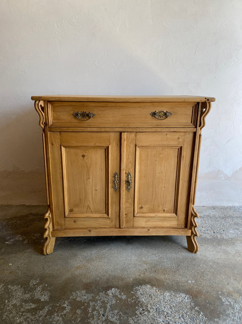 Antique European Pine Cupboard with Flip Top and Key Closure