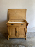 Antique European Pine Cupboard with Flip Top and Key Closure