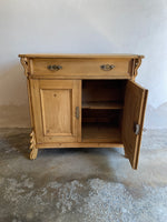 Antique European Pine Cupboard with Flip Top and Key Closure