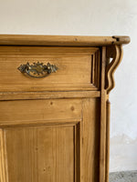 Antique European Pine Cupboard with Flip Top and Key Closure