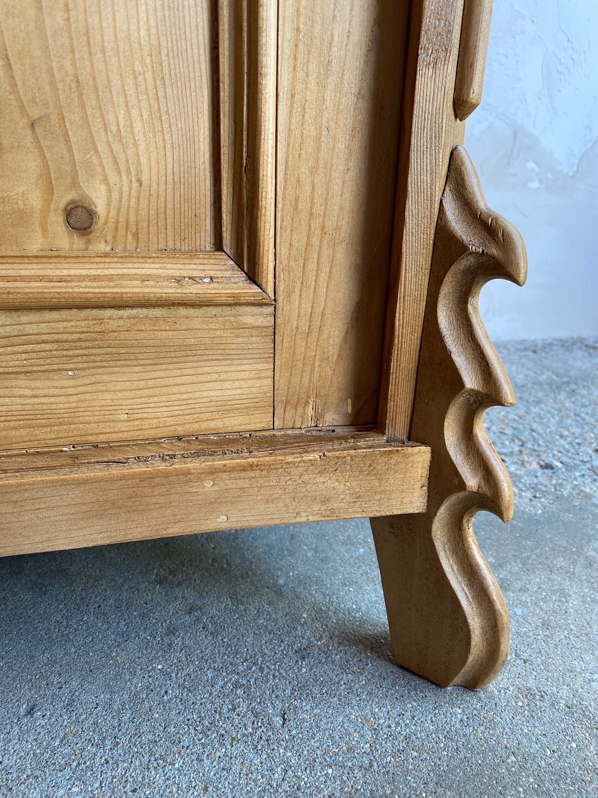 Antique European Pine Cupboard with Flip Top and Key Closure