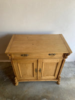 Antique European Pine Cupboard with Flip Top and Key Closure