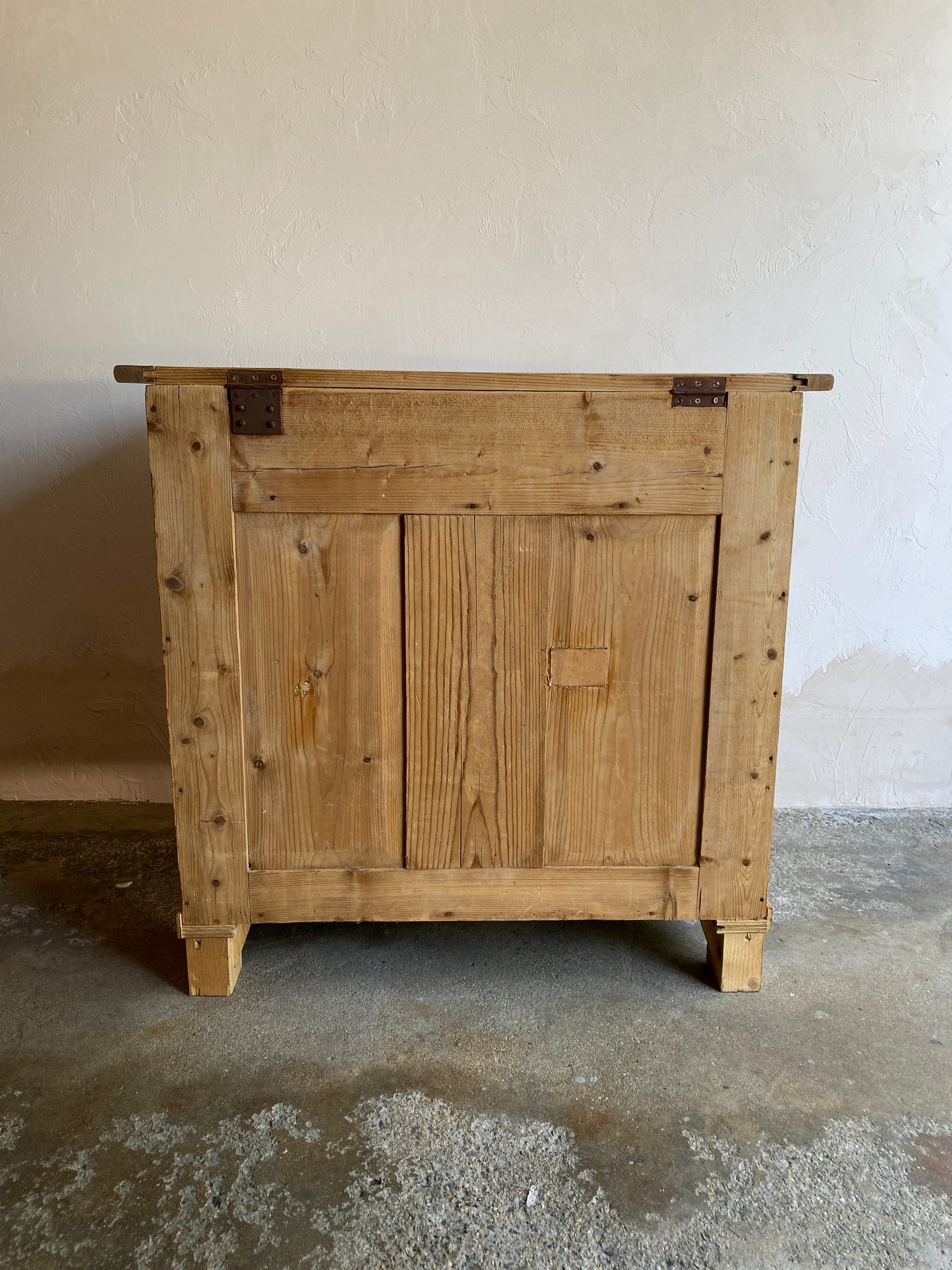 Antique European Pine Cupboard with Flip Top and Key Closure