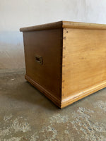 Antique English Pine Box with Two Candle Boxes and Original Key