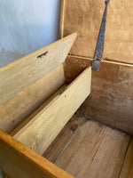 Antique English Pine Box with Two Candle Boxes and Original Key
