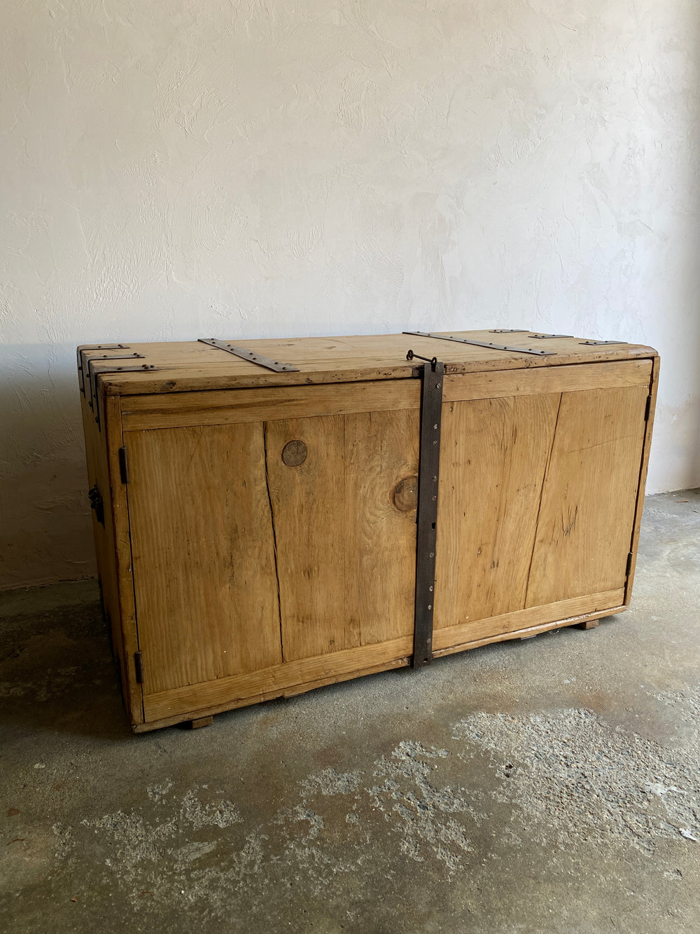 Large Antique English Shipping Cupboard with Iron Hardware c.1870